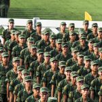 aerial view photography of soldiers queue